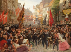 Terugkeer soldaten in kopenhagen 1849 door otto bache 1887